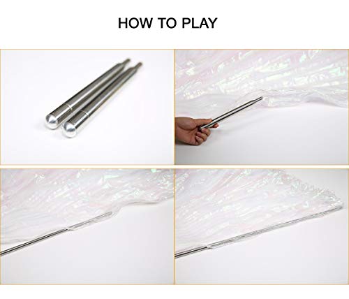 Light Weight Super Endurance Belly Dance Wings Telescopic Stick, Stainless Steel Telescopic Rod Cat Noir Stick