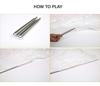 Light Weight Super Endurance Belly Dance Wings Telescopic Stick, Stainless Steel Telescopic Rod Cat Noir Stick