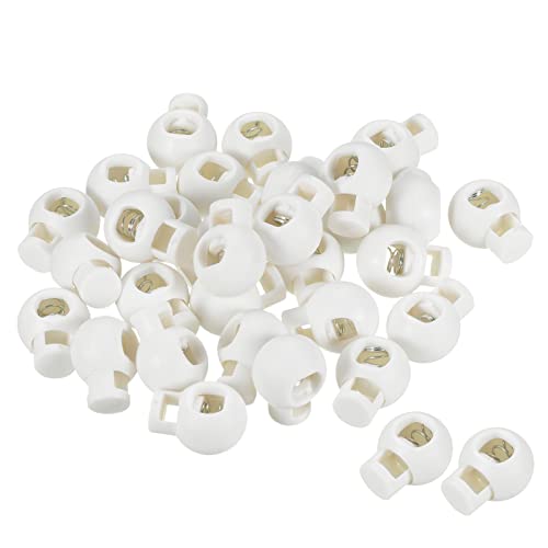 PATIKIL Cord Locks, 100 Pack Ball Spring Toggle Stopper for Drawstring Bag Shoelaces, White - color: White