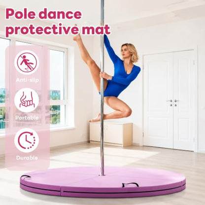Folding Portable Pole Dance Crash Pad, Fitness Gymnastic Yoga Safety Protection Pad, Round Foldable Aerial Yoga Mat for Pole Dancing, Gymnastics, Aerial Hoop - size: 120*10cm/47.2*3.9in