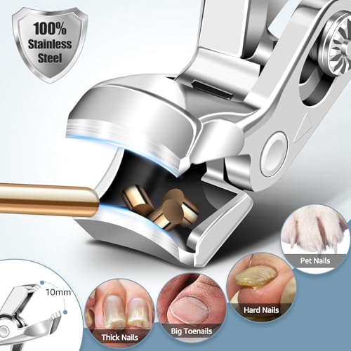 2026 Toenail Clippers for Thick Toenails, Angled Head Large Toe Nail Clippers with Wide Jaw Opening, Super Sharp & Durable Thick Toenail Clippers with Comfort Grip Long Handle for Seniors Men Women - style: Sliver Angled Nail Clippers
