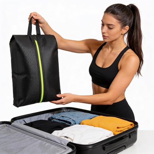 Smell Proof Shoe Bag,odor proof shoe bag for travel with Activated Charcoal Ideal for Athletic Soccer Golf Gym Spikes Tennis Baseball (S1-43)