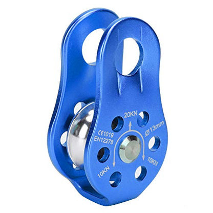 20KN Small Rope Pulley, Rock Climbing Pulley with Ball Bearings for Rock Climbing, Traction, Transportation, and More - color: Blue
