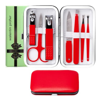 Nail Clippers for Women Manicure Kit Men Manicure Tool Nail Care Set | Nail Clipper Set Toenail Fingernail Travel Nail Clippers Kit Personal Care Tools with Travel Case Nail Grooming Kit Gifts - color: Red