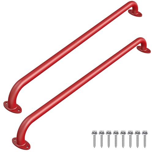 Dolibest 42 Inch Metal Safety Handle, Playground Ladder Handle & Wider Base, Playset Handles for Kids Playhouse, Treehouse, Rock Climbing Wall, Swing Set Accessories, Indoor & Outdoor Use (2PCS)-Red - color: ‎red 2- 42 Inch-2pcs