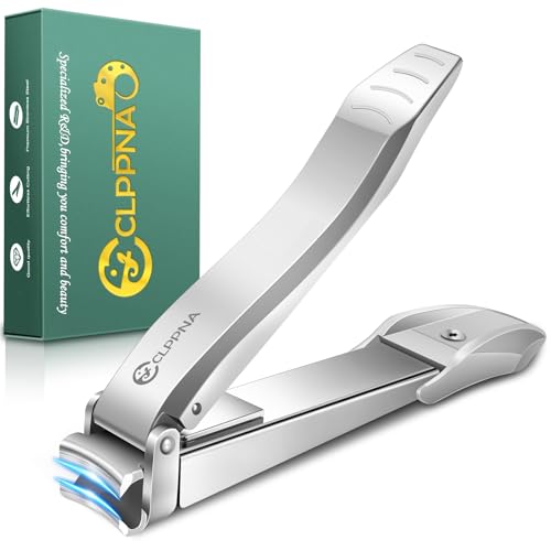 Nail Clippers for Men with Catcher, CLPPNA Heavy Duty Finger Nail Clippers Adult, Stainless Steel Nail Cutter, Fingernail & Toenail Clippers Ideal Gift for Men & Grooming Gifts, Silver - style: Silver (3.46x0.55 inch）