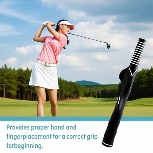 Golf Grip Trainer Right Hand, 2 Pack Golf Training Grip | 10.2in Rubber Grip Trainer for Beginners, Kids Women to Practice Proper Hand Position at Home or Golf Range
