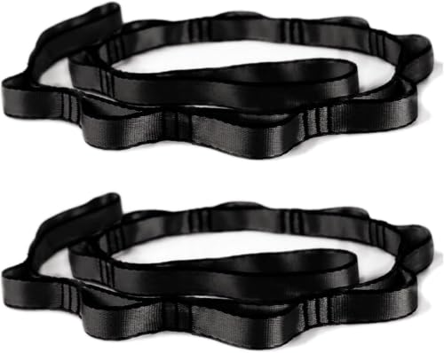 2pcs Nylon Daisy Chain 6 Loop Adjustable Multipurpose Strap Rope 25kN Strong Climbing Straps 43 Inches for Yoga Swing Yoga Hammock Trapeze Ceiling Anchors Daisy Chains - color: Black