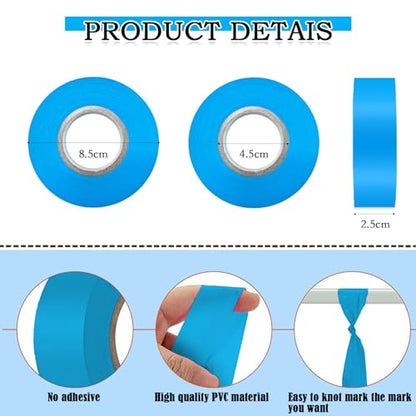 10 Pack Blue Flagging Tape, Non-Adhesive Plastic Ribbon Neon Marking Roll | 1inch*2000ft, Marking Tape for Tree Marking, Hunting, Boundaries and Hazardous Areas,Trail Marking - color: Blue-10pack