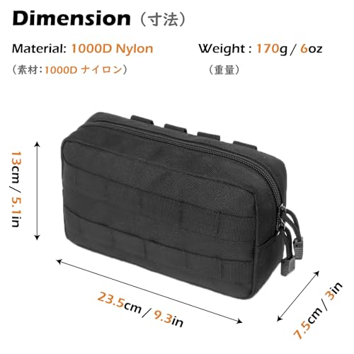 Molle Pouches Tactical Admin EDC Gear Utility Pouch Waist Bags for Small Tool Horizontal Modular Organization - color: 02 Black