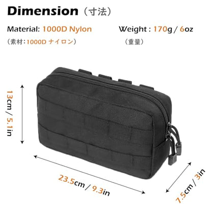 Molle Pouches Tactical Admin EDC Gear Utility Pouch Waist Bags for Small Tool Horizontal Modular Organization - color: 02 Black