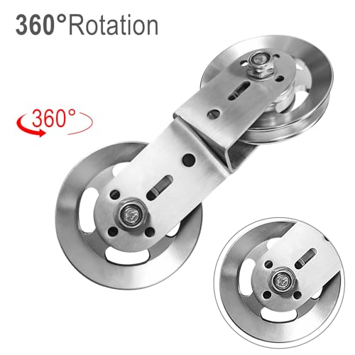 Swivel Dual Pulleys 360° Rotation Roller Double Pulley Wheel for DIY Home Gym Cable Machines Silent Bearing Swivel Groove Wheel Pull Down Attachment Weight Lifting