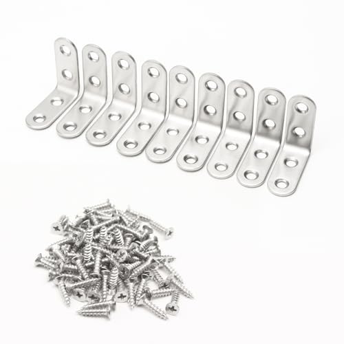 Stainless Steel Corner Brace, 24Pcs 90 Degree Right L-Shaped Metal Corner Connector Joint Plate, Cabinet, DIY Woodworking Projects with 96PCS Screws 1.57x0.6in (40x40x16（24pcs）) - size: 40x40x16（24pcs）