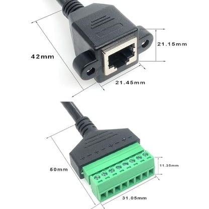 4Pcs 1ft RJ45 Female 8P8C Screw Terminal Adapter Extension Cord | 8P8C Standard Pin Layout, Extension Cord, Solderless Screw Terminals, Cat5 Cat6 Compatible, CCTV DVR Signal Extension - size: RJ45 Female Connector (4PCS)