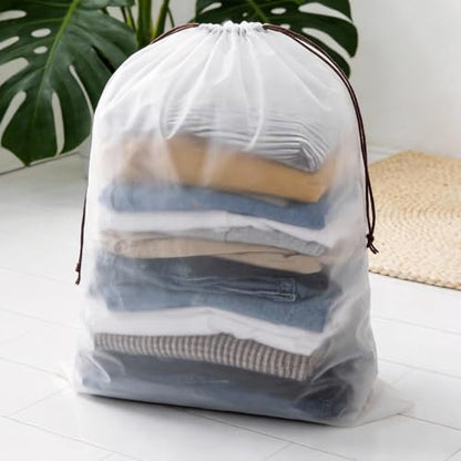 HAKZEON 100 PCS 14x18 Inch Clear Plastic Drawstring Bags, Portable Translucent Shoes Storage Organizers Pouch with Rope, Thickness 2 Mil Travel Bags for Sneakers, Dress Shoes, Slippers, Sandals - size: 14x18 IN 100 PCS