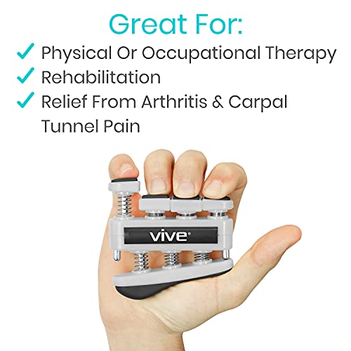 Finger Strengthener by Vive (3 Pack) Hand Grip Equipment for Guitar, Musicians, Rock Climbing & Therapy - Gripper with Exercise Guide for Strengthening Muscles | Musicians, Rock Climbing & Therapy - Gripper with Exercise Guide for Strengthening Muscles
