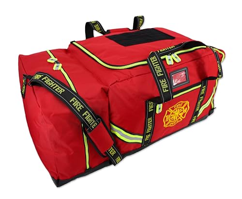 Lightning X Products Fireman Premium 3XL Firefighter Rescue Step-In Turnout Fire Gear Bag With Shoulder Strap & Helmet Pocket (Red) - color: Red