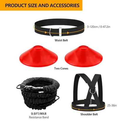 80lb Resistance Band Finess Training Set, Shoulder Belt Explosive Speed Agility Training Equipment Double People Physical Exercising Suit for Various Sports - size: 9.8ft