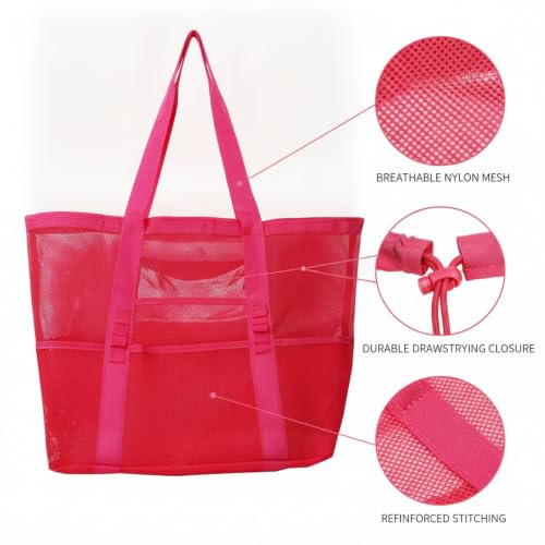 Mesh Drawstring Gym Bag, Breathable Nylon Storage for Wet Gear and Sports Equipment, 17 x 15 Inch (1 PC) - color: Red