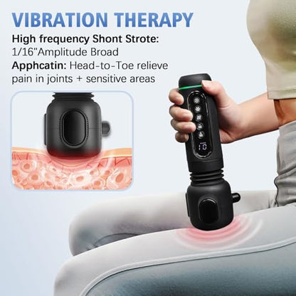 Handheld Vibrating Trigger Point Massage Gun with Heat and Cold & Red Light, Deep Tissue Vibration Massager for Full Body Pain Relief, Pressure Point Massage Tool -Gifts for Men & Women (Large)