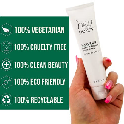 Hey Honey Hand Cream for Extremely Dry Cracked Hands & Elbows - Instant Relief with Shea Butter, Honey & Propolis - Cracked Skin Repair Moisturizer - Fast Absorbing 2.2 Oz - size: 2.2 Fl Oz (Pack of 1)