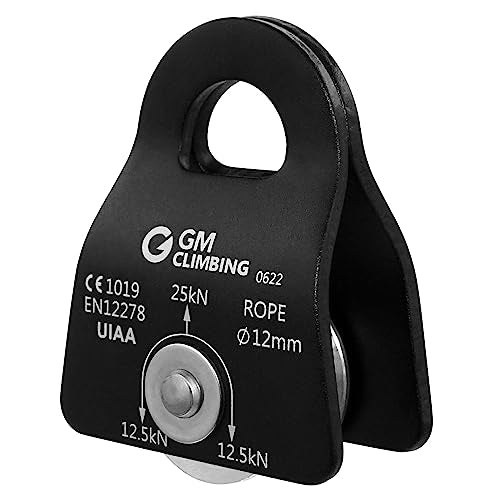 GM CLIMBING Micro Prusik Minding Pulley 25kN CE UIAA Certified 12mm Single Pulley Mobile Side Plates for Arborist Rigging Climbing Rescue - color: One Unit | Black