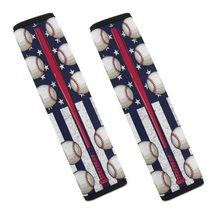 2 Pack Breathable Car Seat Straps Shoulder Pads for Adults and Children, All Vehicles, Baseball American Red Line Flag Harness Pads Strap, Pressure Relief - color: Pattern 461