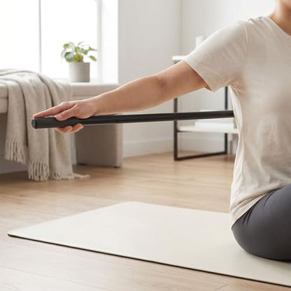 Adjustable Yoga Stick Steel Core Foam Covered Stretching Bar for Pilates Flexibility Training, 30/45/60 Inch Mobility Exercise Stick with Workout Guide
