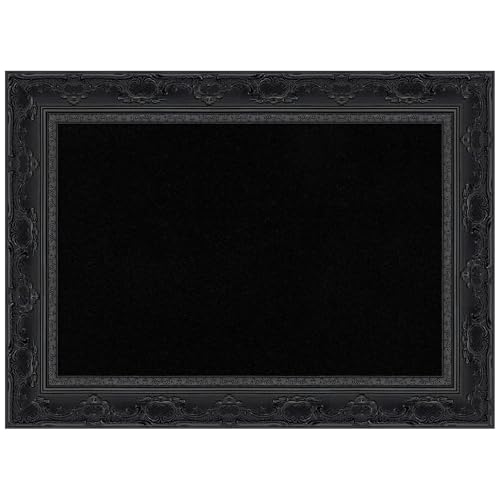 Amanti Art Black Cork Board for Wall, 16x22 Vision Board with Black Frame, Small Corkboard Office Decor for Home Organization, Traditional Corkboard Pinboard to Display Items for Home Organization - color: Filigree Gloss Black, size: 22" x 16"