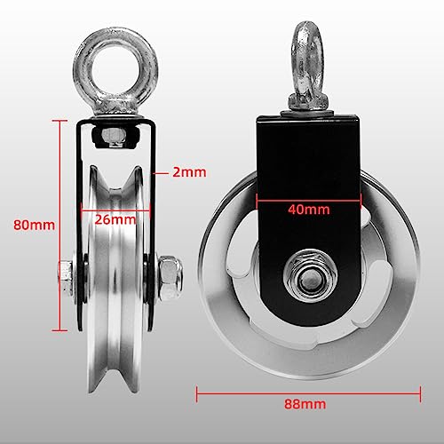 Duty Lightweight Aluminum Cable Pulleys Smooth Silent Pulley Wheel Snatch Block Accessories Aluminum Pulley - color: B