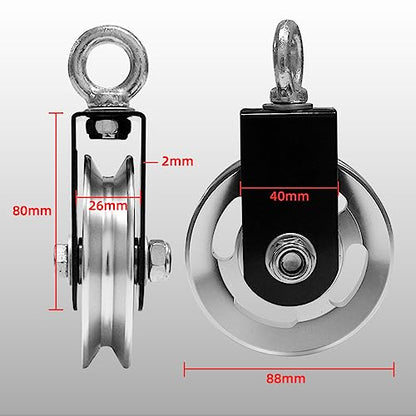 Duty Lightweight Aluminum Cable Pulleys Smooth Silent Pulley Wheel Snatch Block Accessories Aluminum Pulley - color: B
