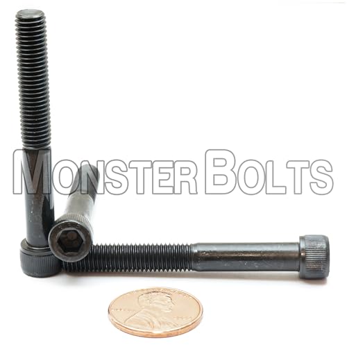 MonsterBolts - 1/4"-28 x 2 Socket Head Screws, ASTM A574, Alloy Steel, Black Oxide, Partial Thread, 10 Pack - size: 2 In. (2") PT