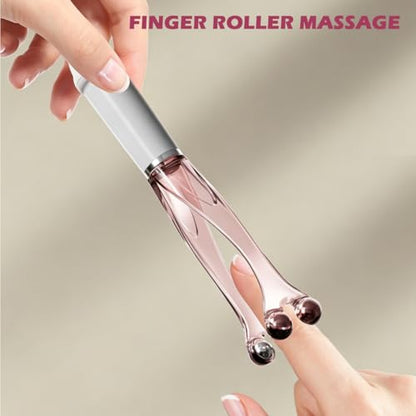 Finger Massage Tools for Finger Hand Massage, Hand Massager for Arthritis and Carpal Tunnel, Silicone Massage Roller for Hands, Palm & Wrist Steel Ball - size: light pink