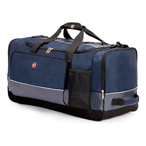 SwissGear Apex Duffle Bag for Travel and Gym with Bungee-Cord System - color: Blue/Grey, size: 28-Inch