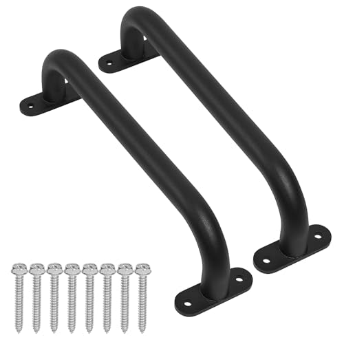 13'' Black Playground Handles Safety Grab Bar Indoor & Outdoor 2pcs | Heavy Duty Solid Metal, Non-Slip Matte Powder Coated, Comfy Secure Handle Bar, Playset Playhouse Climbing Frame Jungle Gym - color: Black - A