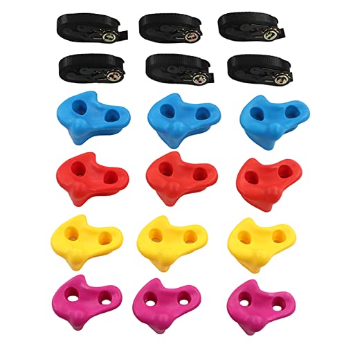 Climbing Brackets, 12 Pieces Climbing Wall Brackets, Robust Strong Rock Wall Climbing Set with Straps for Climbing Wall Trees Indoors and Outdoors