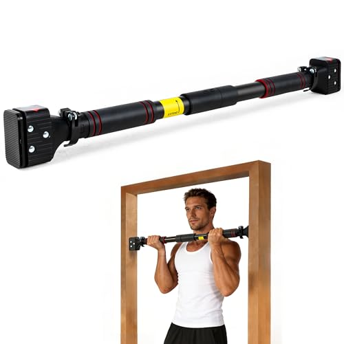 leikefitness Pull-Up Bar For Door Frame Chin Up Bar Upper Body Workout 28.3"- 37.8" Adjustable Portable Training Pull-Up Bars without Screw - Adjustable Width Locking Mechanism - color: Red