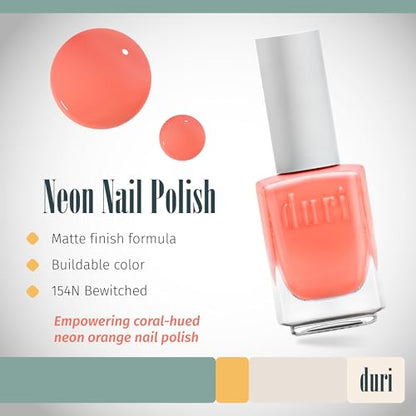 Duri Rejuvacote 1 Nail Growth System + 154N Bewitched Neon Orange Matte Nail Polish Bundle - Nail Strengthener & Bold Matte Color Duo, Statement Neon Manicure Set, 0.45 Fl Oz Each - color: Bewitched + Rejuvacote 1 (Pack of 2)