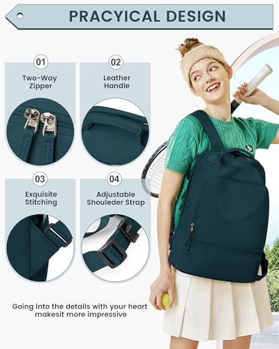 Gym Backpack for Women, Gym Bag with Shoe Compartment, Water Resistant Lightweight Sports Yoga Travel Backpack with Wet Pocket,Cheer Backpack,Blue | Sports Backpack with Wet Pocket Lightweight Cheer Bag Yoga Travel Casual Daypack & Luggage Strap & Water B