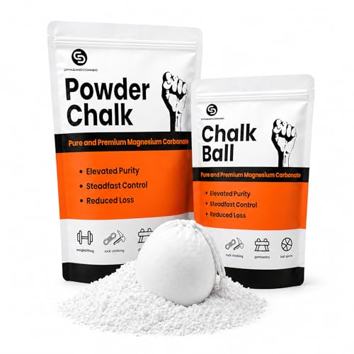 400g Chalk Ball + Refill Powder Set for Climbing & Gymnastics | Refillable 60g chalk ball with 340g refill chalk for sweaty hands, controlled release, climbing, bouldering and gymnastics.