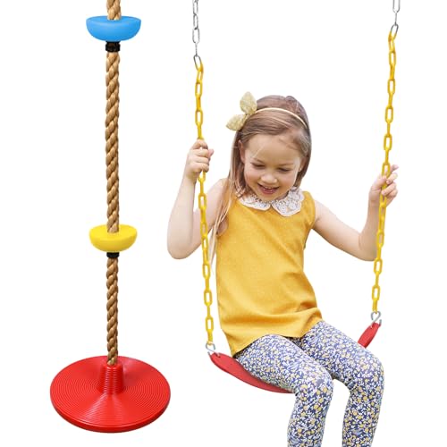 ZNCMRR Tree Swing Climbing Rope, Heavy Duty Swings Seat Replacement for Kids Disc Rope Climbing Swings Seat for Tree Indoor Outdoor Playground Swing Set Accessories(Red) - color: Red Swing Seats With Tree Climbing Rope
