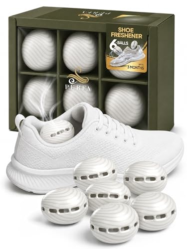 Shoe Freshener Balls 6 Pack - Linen Scent Deodorizer - Reusable Shoe Deodorizer Insert - Long Lasting Air Freshener for Sports, Athletes, Closer, and Bags - Fragrance by Perfa