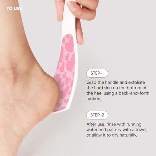 S-Line Emery Foot File(Pink Heart), Colossal Double-Sided Pedicure Tool, Effective for Cracked Heel, Ergonomic Design for Easy Grip - color: Pink Heart