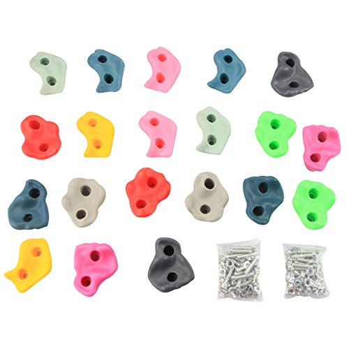 IFOYO Rock Climbing Holds, 20 Large Climbing Rocks for Indoor Outdoor Playground Set for Kids Over 4 Years Support 132lbs 60kg,Bright and Dark Color