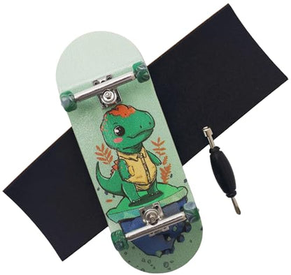 Pro Fingerboard 34mm Wooden Board Professional Finger Skateboard Trucks CNC Swirl Wheels (Dinosaur)