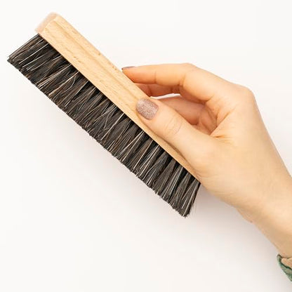 Konex Handcrafted Wooden Shoe Brush with Polished Finish - Shoe Cleaning Brush with Mix Horsehair and Tampico Bristles - Premium Shoe Brushes for Cleaning by Konex - color: Varnished