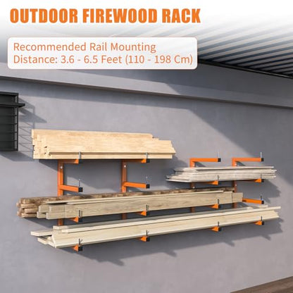 4-Pack Lumber Storage Rack, Wood Storage Racks Wall Mount, Heavy Duty Garage Wood Organizer With 8-Level System, Orange Utility Rack Organization Up 1600 Lbs, Metal Lumber Shelf for Indoor & Outdoor - style: E– 4 Pack, 8-Tier