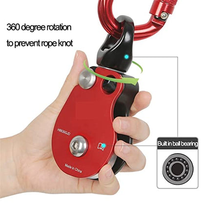 INLIMA Pulley Universal Rock Climbing Wheel Built-in Steel Ball Bearing Hanging Pulley Rotating Ring Side Plate Prevent Rope from Breaking