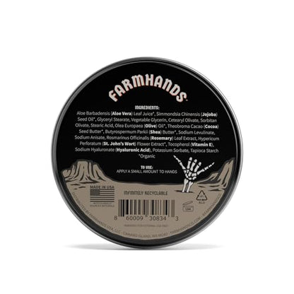 Farmhands Natural & Non-Greasy Hand Cream for Dry, Cracked Hands - No Added Fragrance, Fast-Absorbing for Working Hands - Repairing Skincare - Aloe - Non GMO - 2oz Tin