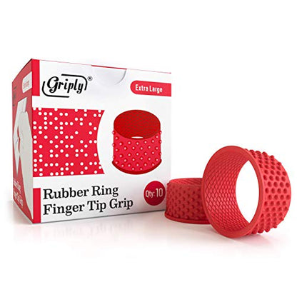 Griply Rubber Finger Tips | Hand Grips | Rubber Tip Finger Protector | Finger Pads (Extra Large) - size: X-Large (Pack of 10)